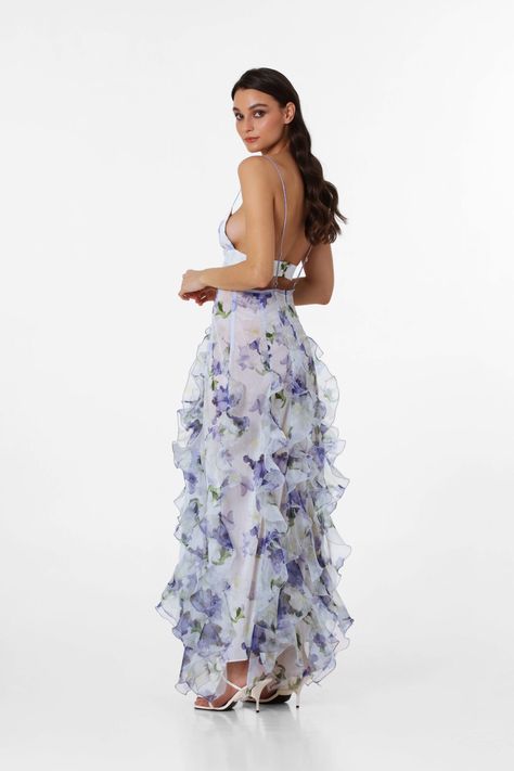 493A8454 Blue Rose Dress, Flower Maxi Dress, Sheer Maxi Dress, Iris Flower, Mesh Maxi Dress, Crop Top Dress, Iris Flowers, Flower Dress, Dress Gown