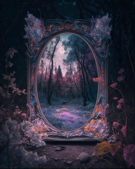 Portal Mirror, Magic Aesthetic, Magic Mirror, Decoupage Vintage, Art Fantasy, Mirror Art, Glass Sculpture, Dark Academia, The Other Side