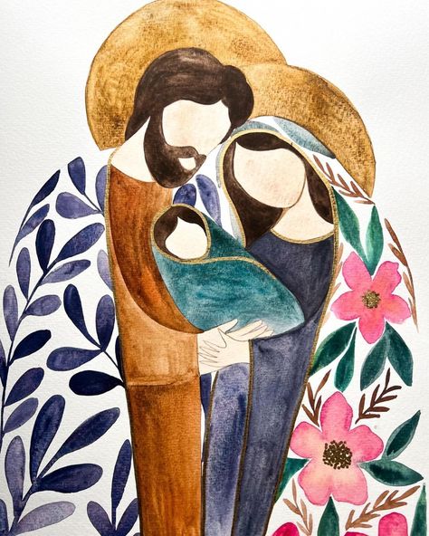 Mexican Catholic Art, Nativity Painting, Something Funny, Jesus Wall Art, Jesus Christ Artwork, Watercolor Christmas Cards, Funny Christmas Cards, Catholic Art, Christmas Paintings