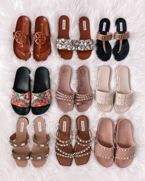 Women Slippers Fashion, Pretty Sandals, Cute Shoes Heels, Shoes Heels Classy, Fashion Shoes Sandals, Cute Slippers, Classy Shoes, Fashion Slippers, Heels Classy