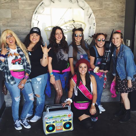 Totally 90's Bachelorette Bash 90s Themed Bachelorette Party, 90’s Theme Party Outfit, Frat Party Outfit, 90s Outfits Party, 90s Theme Party Outfit, House Party Outfit, 90s Party Outfit, Austin Bachelorette, Themed Bachelorette Party