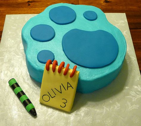 Blues Clues Smash Cake, Blues Clues Party Food, Blues Clues Birthday Cake, Paw Print Cake, Blues Clues Cake, Blues Clues Birthday Party, Paw Print Cakes, Paw Cake, Blue's Clues Birthday Party