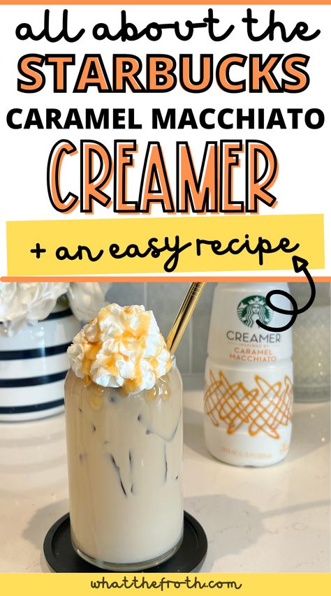 Don't sleep on this creamer. I can't believe it took me this long to try the Starbucks creamers. Find out all about this one and an easy recipe to make it at home. Recipes With Coffee Creamer, Flavored Creamer Recipes, Carmel Macchiato Creamer Recipe, Starbucks Creamer Recipe, Homade Creamer, Diy Caramel Macchiato Creamer, Homemade Caramel Macchiato Creamer, Make Coffee Creamer At Home, Carmel Creamer Diy