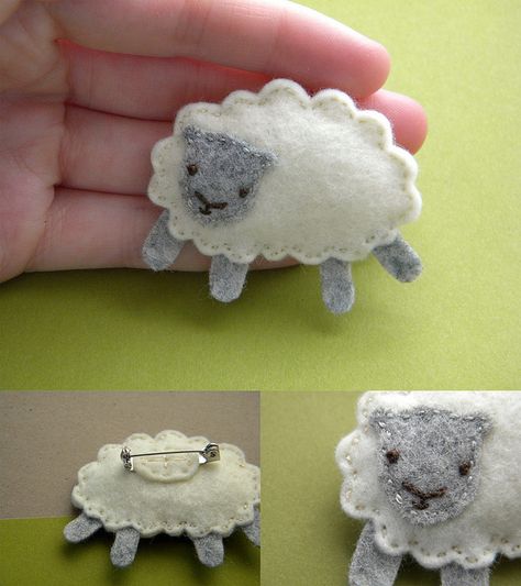 sheep brooch Felt Sheep Diy, Felt Brooches, Diy Brooch, Sheep Crafts, Eid Crafts, Bible Story Crafts, Felt Finger Puppets, Convention Gifts, Sheep Art