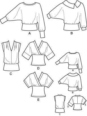 Simplicity pattern - 4020 - I like D and E Batwing Top Sewing Pattern, Batwing Top Pattern Diy Free Sewing, Diy Batwing Top, Batwing Sleeve Top Pattern, Batwing Blouse Pattern, Batwing Top Pattern, Batwing Pattern, Tops Sewing Patterns, Batwing Sleeve Pattern