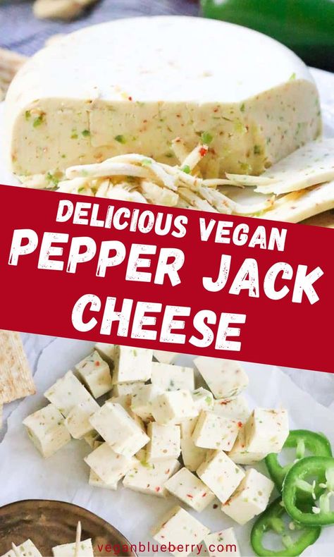 BEST VEGAN PEPPER JACK CHEESE (SHREDDABLE) cubed and served as Christmas party food and appetizer. Simple Cheese Recipe, Pepper Jack Cheese Recipes, Spicy Grilled Cheese, Parmesan Zucchini Chips, Pepperjack Cheese, Best Vegan Cheese, Nachos Recipe Easy, Recipes Vegetables, Easy Cheese Recipes