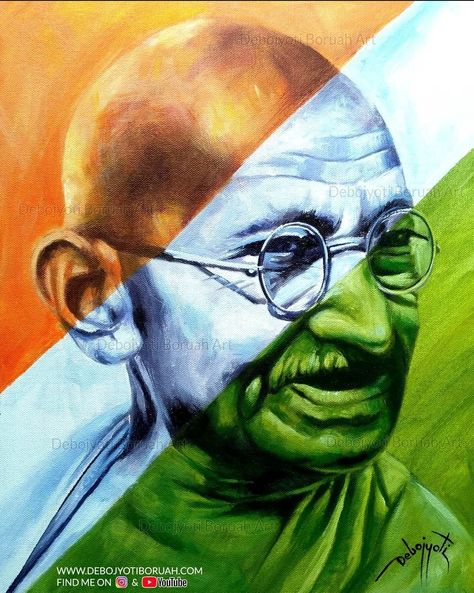 Mahatma Gandhi Acrylic Portrait Painting in Acrylic by Debojyoti Boruah Mahatma Gandhi Sketch, Mahatma Gandhi Painting, Gandhi Painting, Mahatma Gandhi Art, Mahatma Gandhi Drawing, Save Water Poster Drawing, Save Water Poster, Paint Realistic, Acrylic Portrait Painting