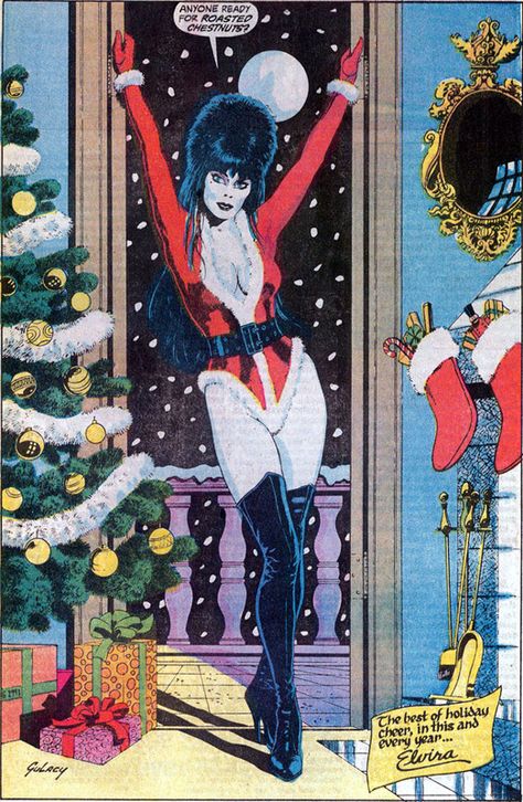 Daily Splash Page: Christmas at Elvira's House of Mystery Christmas Extravaganza, Coloring Christmas, Scary Christmas, Christmas Horror, Gothic Christmas, Elvira Mistress Of The Dark, Creepy Christmas, Dark Christmas, Christmas Aesthetic Wallpaper