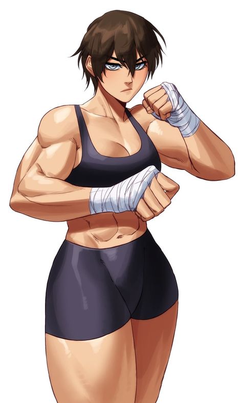 Female Character Design Brunette, Tomboy Art, Buff Women, Female Boxers, Black Cartoon Characters, Comic Art Girls, Female Anatomy, Muscle Girls, Woman Drawing