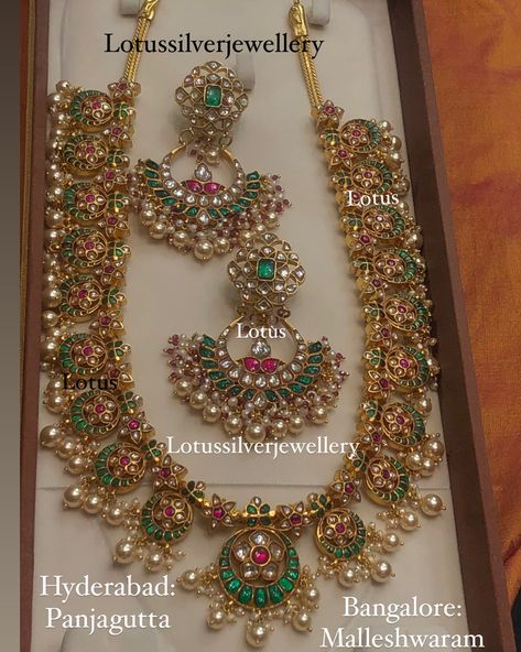 Jadau Kundan Bottu Mala Haram From 'Antique Lotus' • South India Jewels Kundan Bottu Mala, Bottu Mala, Pearl Mala, Pearl Necklace Designs, Chandbali Earrings, South India, Bird Design, Indian Jewellery, Antique Jewellery