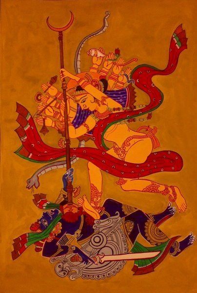 Mahisha Mardini Maa durga: Indian Fine Art , Patta Chitra style: my artwork Mahishasura Mardini, Durga Picture, Tantra Art, Indian Artwork, Indian History Facts, Durga Painting, Hinduism Art, Goddess Artwork, Ganesha Art