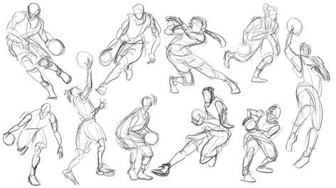 'Basketball gesture drawings' Basketball Anatomy Drawing, Basketball Reference Drawing, Basketball Figure Drawing, Playing Basketball Reference, Basketball Drawings Aesthetic, Basketball Art Reference, Basketball Dunk Drawing, Basketball Player Reference, Kicking A Ball Drawing