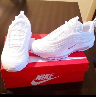 BRAND NEW MEN Nike Air Max 97 "OG" EDITION TRIPLE WHITE Shoes Details, Air Shoes, White Nike Shoes, Jordan Shoes Girls, Shoes Sneakers Jordans, Nike Air Shoes, Nike Shoes Air Max, Fresh Shoes, Fashion White