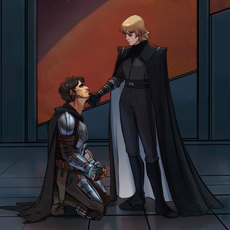 Luke Skywalker X Mando, Sith Luke Skywalker, Mandalorian X Luke, Dinluke Fan Art, Thrawn Fanart, Star Wars Alternate Universe, Anakin Vader, Star Wars Anakin, Star Wars Jokes