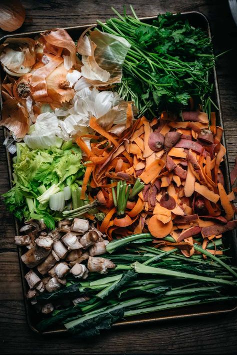 Want to learn how to make homemade vegetable broth with leftover vegetable scraps? You've come to the right place. Homemade broth is so easy to make, plus it's a great way to reduce food waste! Use it in soups and stews, or to cook legumes, grains and more. #vegetablebroth #foodwaste #reducefoodwaste #vegetablescraps | crowdedkitchen.com Recipes With Vegetable Broth, Homemade Broth, Homemade Vegetable Broth, Crowded Kitchen, Peasant Food, Vegetable Scraps, Butternut Squash Risotto, Vegetable Broth, Broth Recipes