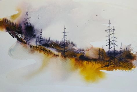 Landscape Painting Watercolor, Abstract Watercolor Landscape, Watercolor Workshop, Watercolour Landscape, Minimalist Watercolor, Watercolor Tips, Landscape Elements, Watercolour Inspiration, Watercolor Landscape Paintings