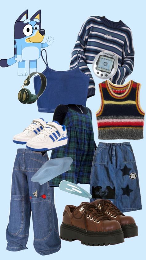 bluey moodboard <3 Silly Clothes, Funky Outfits, Swaggy Outfits, Really Cute Outfits, Dream Clothes, Teen Fashion Outfits, Grunge Outfits, Cute Casual Outfits, Your Aesthetic