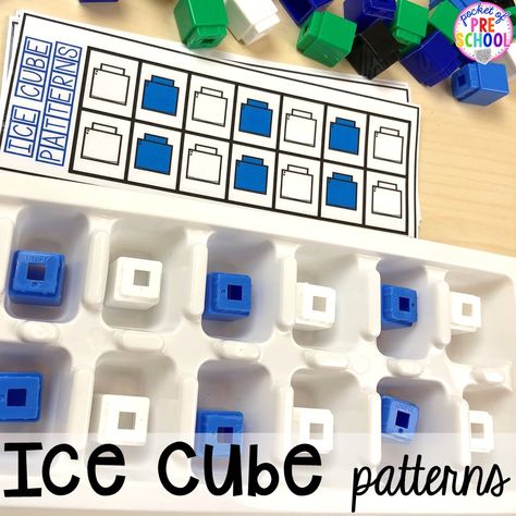 Arctic Animals Preschool Circle Time, Ice Cube Tray Patterns Preschool, Winter Morning Tubs Preschool, Arctic Math Activities Preschool, Winter Social Studies Activities Preschool, Ice Cube Tray Activities For Kids, Creating Patterns Preschool, Winter Manipulatives Preschool, Cube Activities For Preschool