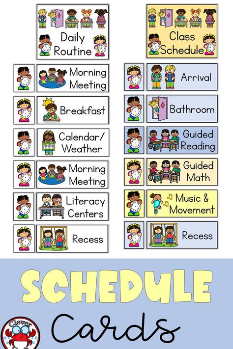 Use these visual schedule cards to let your students know what is happening in their day and give them a sense of order. This classroom decor is available in b&w, color and color with a white background. #classroomdecor#dailyschedulecards#visualschedulecards#dailyroutine#classroomschedule Classroom Schedule Display Preschool, Schedule Cards For Classroom, Prek Schedule, Visual Daily Schedule, Visual Schedule Printable, Schedule Printable Free, Classroom Schedule Cards, Math Meeting, Daily Schedule Cards