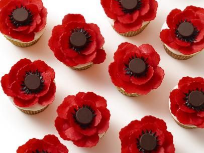 Poppy Cupcakes, Frosting Decorating, Poppy Wedding, Dark Chocolate Frosting, Poppy Cake, Gift Jars, Salty Cake, Food Network Magazine, Cupcakes Recipe