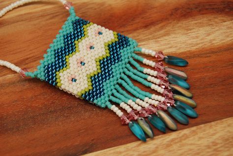 Excited to share the latest addition to my #etsy shop: Hand-Woven, Small Beaded Amulet Bag Necklace - Teal and Pearl White https://etsy.me/3cnIHp0 #no #glass #beadednecklace #seedsbeeds #handmadejewelry #oneofakind #giftsforher #giftsforhim #amuletbag Amulet Bag, Stitch Necklace, Bag Necklace, Seed Bead Crafts, Art Perle, Beautiful Beadwork, Beading Ideas, Popular Jewelry, Repeat Pattern