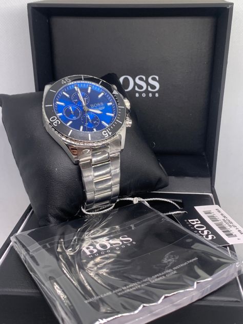 On sale now for a limited time only! What are your thoughts on this watch? #watch #watches #hugoboss #designer #gifts #giftideas #mens #giftideasforboyfriend Designer Gifts, The Deep, Breitling Watch, Jaeger Watch, Deep Blue, Hugo Boss, New Product, Limited Time, On Sale