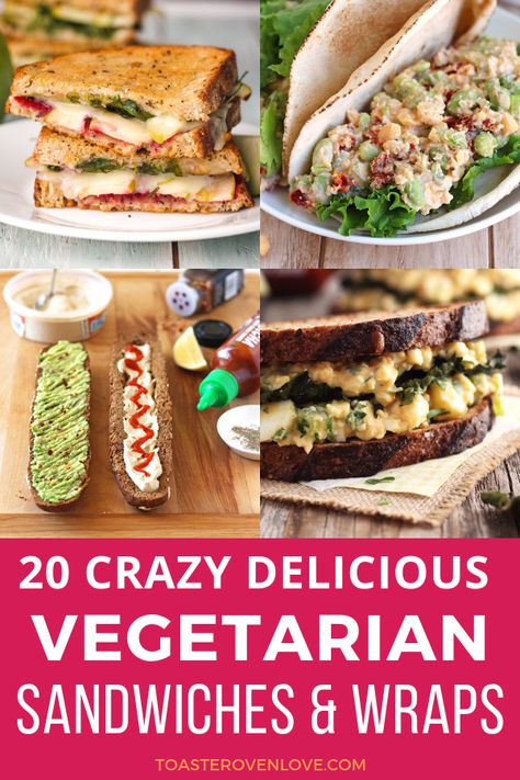 Healthy Vegetarian Sandwiches, Vegetarian Lunch Ideas For Work, Veggie Lunch Ideas, Wraps Vegetarian, Vegetarian Lunch Ideas, Healthy Vegetarian Lunch, Vegetarian Sandwiches, Tasty Sandwiches, Sandwiches And Wraps