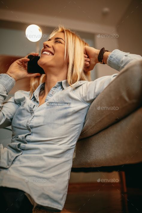 He always makes me laugh by bernardbodo. Smiling young woman talking on the phone. #AD #Smiling, #bernardbodo, #laugh, #young Woman Talking On The Phone, Woman Laying, Powerpoint Layout, High Angle Shot, You Dont Say, Talking On The Phone, Women Talk, High Angle, Medical Technology