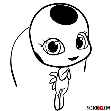 How to draw Tikki from Ladybug and Cat Noir Tikki Miraculous Drawing, Miraculous Ladybug Drawing Easy, Miraculous Drawings Easy, Cat Noir Drawing, Ladybug Drawing, Ladybug Cartoon, Ladybug Coloring Page, Miraculous Ladybug Party, Draw Cat