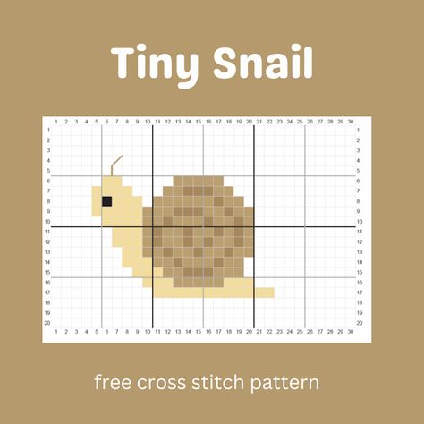 Keeping it Real: Tiny Snail - Free Cross Stitch Pattern Snail Cross Stitch Pattern Free, Mini Mushroom Cross Stitch, Cute Animal Cross Stitch Patterns, Snail Cross Stitch Pattern, Tiny Cross Stitch Patterns Free, Free Mini Cross Stitch Patterns, Mini Cross Stitch Patterns Miniatures, Tiny Cross Stitch Patterns Minis, Small Animal Cross Stitch