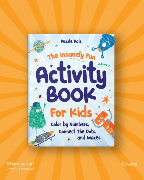 The Insanely Fun Activity Books For Kids - Book Cover Design Canva Book Cover Design, Puzzle Book Cover Design, Kids Book Cover Design Ideas, Study Book Cover, Cover Book Design Ideas, Story Book Cover Design, Kids Book Cover Design, Textbook Cover Design, Kids Book Design