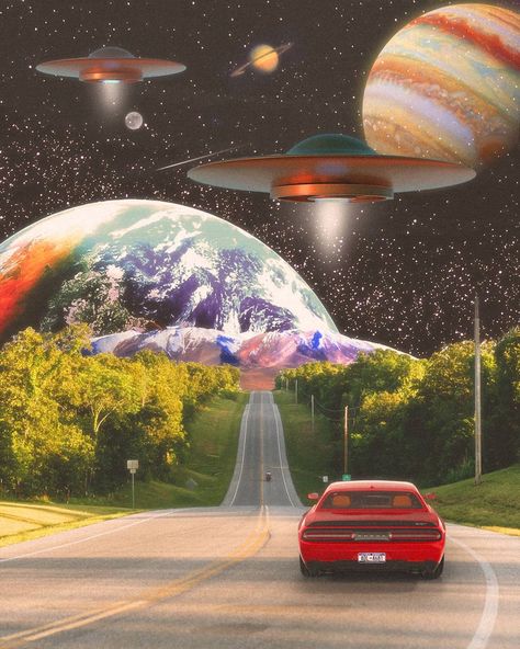 Extraterrestrial Aesthetic, Retro Space Aesthetic, Space Surrealism, Trippy Space, Vintage Space Art, Surreal Collage Art, Futurism Art, Other Planets, Arte Indie