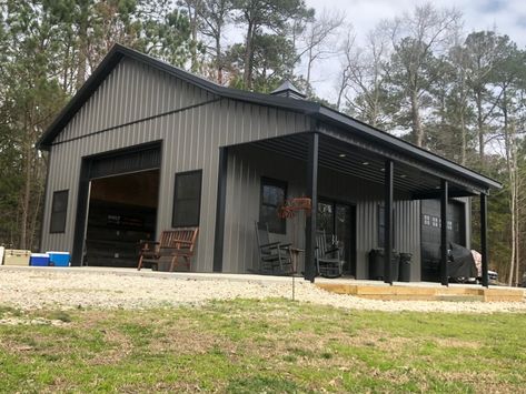 Metal Shop Building With Living Quarters, Metal Building Homes Exterior Colors, Barndominium Colors Exterior, Shed Interior Ideas, Extra Garage, Pole Barn Shop, Metal Storage Buildings, Shop With Living Quarters, Garage Adu