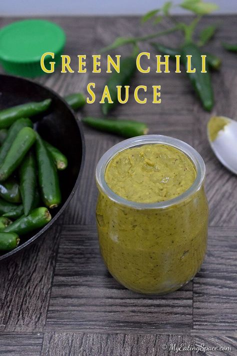 Green Chili Paste Recipe, Green Chilli Paste Recipe, Green Chilli Recipes, Green Chili Hot Sauce, Homemade Chilli Sauce, Homemade Green Chili, Pantry Basics, Green Chilli Sauce, Green Chili Sauce