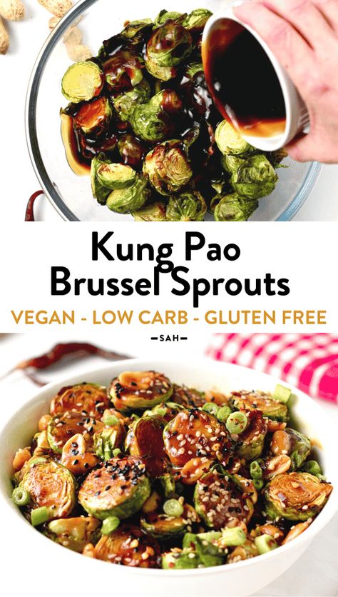 Kung Pao Brussel Sprouts Sweet And Sour Brussel Sprouts, Kung Pao Brussel Sprouts, Asian Brussel Sprouts, Honey Brussel Sprouts, Chinese Sauce, Crispy Brussels Sprouts, Keto Veggies, Carb Sides, Crispy Brussel Sprouts