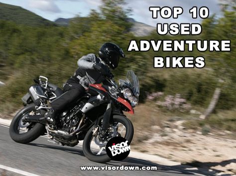 Are these the top 10 used adventure bikes? You tell us! #motorcycle #motorbikes #motorcyclists #bikers #bikes #bestbikes #newbikes #motorcycles2016 #motorcycles2017 #bestnewmotorcycles #Christmas #Wintermotorcycles #Winter #AdventureBikes Adventure Motorbike, Adventure Bike Motorcycles, Adventure Motorcycle, Racer Motorcycle, Logo Pin, Suzuki Hayabusa, Scooter Motorcycle, Dual Sport, Cafe Racer Motorcycle