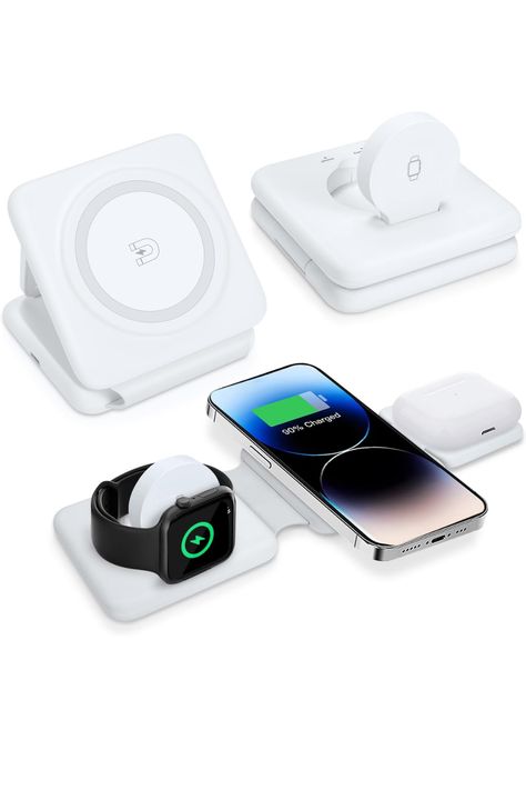 3 in 1 Magnetic Foldable Wireless Charger,Folding Wireless Charging Station for Travel,Wireless Charging Compatible with iPhone 14 13 12 11/Pro/XS/XR,AirPods 3/2/Pro, iWatch 7/6/5/4/3/2 3IN1WXX01 Apple Electronics, Wireless Charging Station, Airpods 3, Charging Station, Wireless Charger, School Stuff, Christmas List, Wireless Charging, Cell Phone Accessories