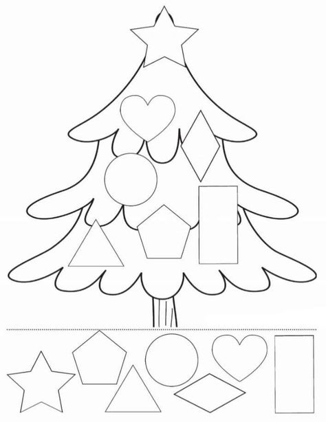 Cut And Paste Christmas Craft, Shapes Matching, Preschool Christmas Activities, Christmas Books For Kids, Christmas Worksheets, Shapes Worksheets, Christmas Cut Files, Christmas Math, Christmas School