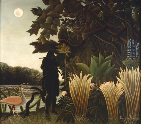 PARIS — Henri Rousseau is art history’s best-known naïf painter. Henri Rousseau Paintings, Moon Artwork, 2 September, Snake Charmer, Amedeo Modigliani, Henri Rousseau, Paul Gauguin, Post Impressionism, Post Impressionists