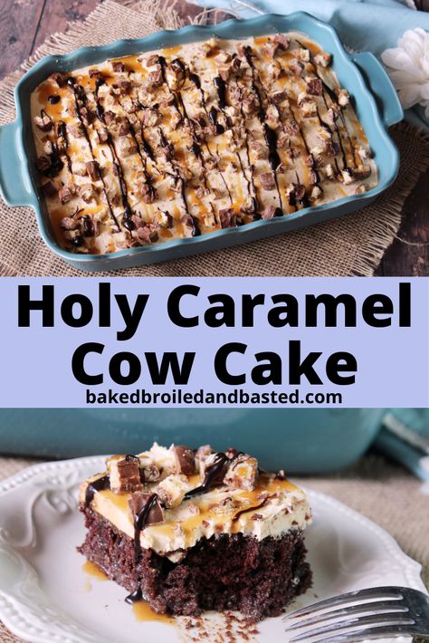 Twix Cake, Candy Bar Cake, Cow Cake, Cow Cakes, Chocolate And Caramel, Dessert Simple, Poke Cake Recipes, Rich Desserts, Rich Chocolate Cake