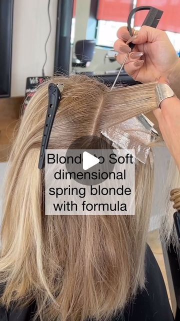 Lisa Mathews on Instagram: "You guys asked for it!! Formula for Soft dimensional spring blonde   My client wanted to go warmer and more dimensional for spring (a subtle change). For the crown after every sliced highlight I added a thick weaved lowlight. For the front I added a lowlight for every other highlight leaving the front brighter and the Mohawk section blonde.   @redken formulas  Lowlights 06N 07NB 07G Root melt 07N 07NB  Mids to ends 010N 01NB   Save this for reference  Like and follow for daily hair  Have questions drop them below 👇  @behindthechair_com @haleygable @chrissylan @caitlyn_cummings @_shayalexis   #wintertospring #hairtransformation #beforeandafterhair #hairreels #hairappointment #softblonde #springblonde #haireducation #hairappointment #dimentionalcolor #hairvideos Blonde Redken Formulas, Blonde In Front, Blonde Dimensional Hair, Blonde Highlights With Lowlights, Spring Blonde, Soft Blonde Highlights, Redken Formulas, Soft Blonde Hair, Root Melt