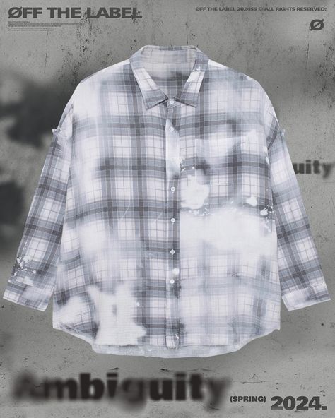 Off The Label ambiguity fading Plaid long sleeved shirt grey | TAKA ORIGINAL LIMITED Taka Original, Plaid Shirts, Long Sleeved Shirt, Knit Tees, Check Pattern, Drop Shoulder, Boundaries, The Label, Outfit Inspirations