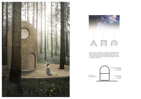 Silent Meditation Forest Cabins Competition Winners Meditation Cabin Architecture, Meditation Cabin, Outdoor Meditation Space, Arcade Architecture, Wellness Center Design, Forest Cabins, Silent Meditation, Outdoor Meditation, Architecture Artwork