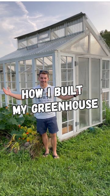 Diy Greenhouse Windows, Window Greenhouse Diy, Green Houses Diy, Diy Greenhouse Shelves, Earth Nails, Old Window Greenhouse, Glass Green House, Greenhouse Staging, Greenhouse Shelves