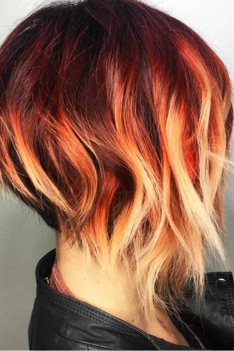 Bold and Beautiful Ombre Short Hair Styles for a Brave New Look ★ See more: http://lovehairstyles.com/ombre-short-hair-styles/ Sassy Short Hair, Looks For Short Hair, Ombre Short Hair, Hair Styles Short Hair, Styles Short Hair, Fire Hair, Short Ombre Hair, Ombre Highlights, Short Hair Color