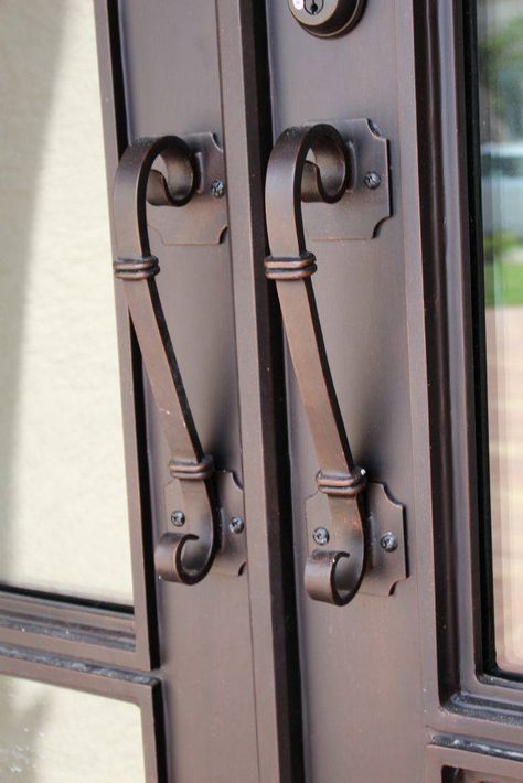 CLASSICAL-683x1024 Wrought Iron Door Handles, Handle Pintu, Wrought Iron Accessories, Custom Fire Pit, Grill Gate Design, Beautiful Front Doors, Door Handle Design, Wrought Iron Design, Gate Handles