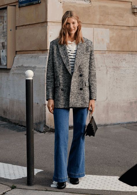 The Wool Blazers Perfect For Now | sheerluxe.com Wool Blazer Outfit, Cute Blazer Outfits, Jumper Outfits, Spring Time Outfits, Parisian Outfit, Stylish Blazer, Blazer Outfit, Red Blazer, Double Breasted Jacket