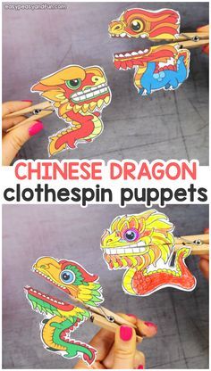 New Year Crafts For Kids, Clothespin Puppets, News Years Crafts For Kids, New Year Crafts, Chinese New Year Crafts For Kids, Chinese New Year Activities, New Year Diy, Chinese New Year Dragon, Chinese Crafts