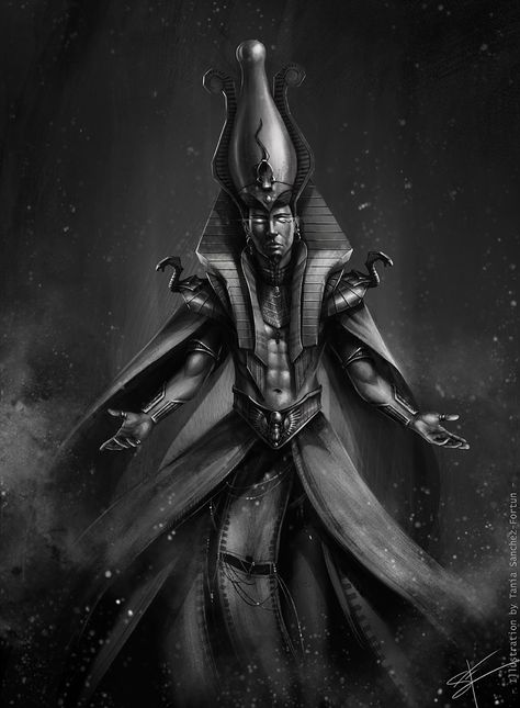 Osiris Egyptian God, Egyptian Drawings, Ancient Egyptian Deities, Egypt Concept Art, Pyramids Egypt, Egyptian Deity, Egypt Tattoo, Gods Of Egypt, Black God