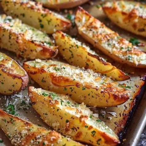 Baked Garlic Parmesan Potato Wedges, Potatoe Wedges, Garlic Parmesan Potato Wedges, Potatoes Wedges, Best Dinners, Tender Recipes, Seasoned Potato Wedges, Vegetable Ideas, Parmesan Potato Wedges